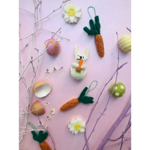Handmade Bunny with Carrot Hanging Felt Easter Decoration