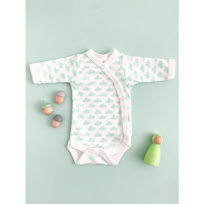 Tiny and Small Organic Cotton Preemie Bodysuit - Mint Cloud