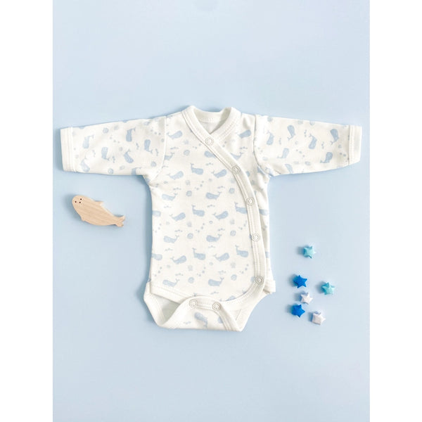 Tiny and Small Organic Cotton Preemie Bodysuit - Ocean Blue