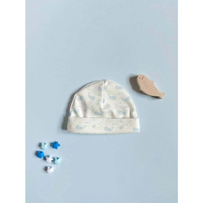 Tiny and Small Organic Cotton Preemie Baby Hat - Ocean Blue