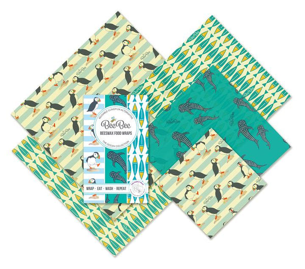 Beebee Beeswax Wraps, Family Multipack of 5