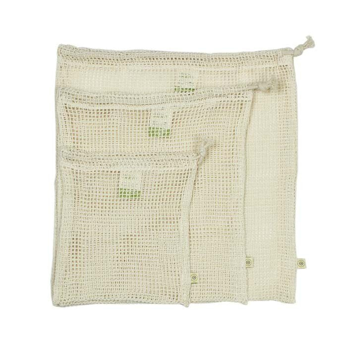 Organic Cotton Mesh Produce Bags - Set Of 3