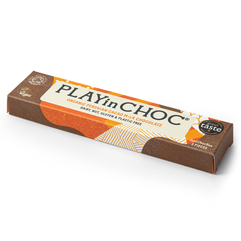 JustChoc Box Organic Peruvian Cacao M•lk Chocolate 30g