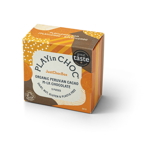JustChoc Box Organic Peruvian Cacao M•lk Chocolates 50g