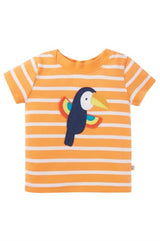 Frugi Easy On Interactive T-Shirt - Tangerine Breton/Toucan