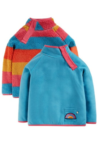 Frugi Children Rainbow Stripe Toasty Ted Fleece Jacket