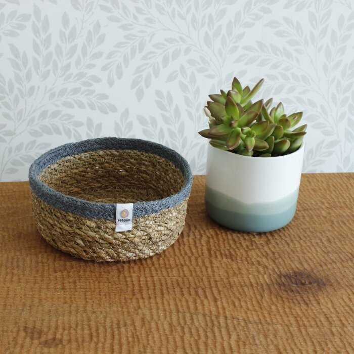 Respiin Seagrass & Jute Basket - Small - Natural/Grey